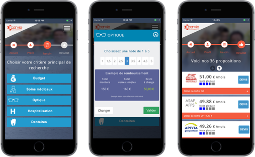 Application mobile comparateur mutuelle santé - carvie assurances
